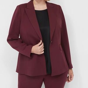 Maroon One-Button Ponte Blazer Sz 22W